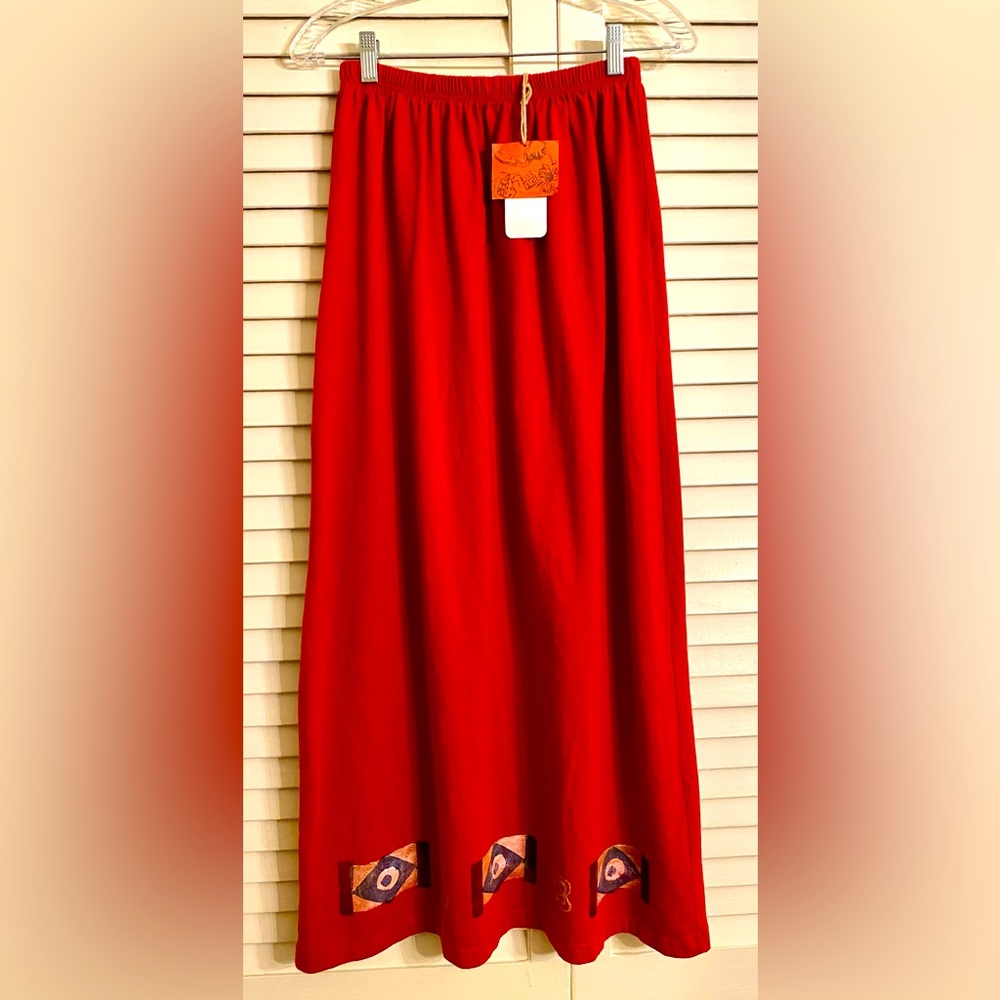 New Blue Fish Pomegranate Straight Skirt w Original Art